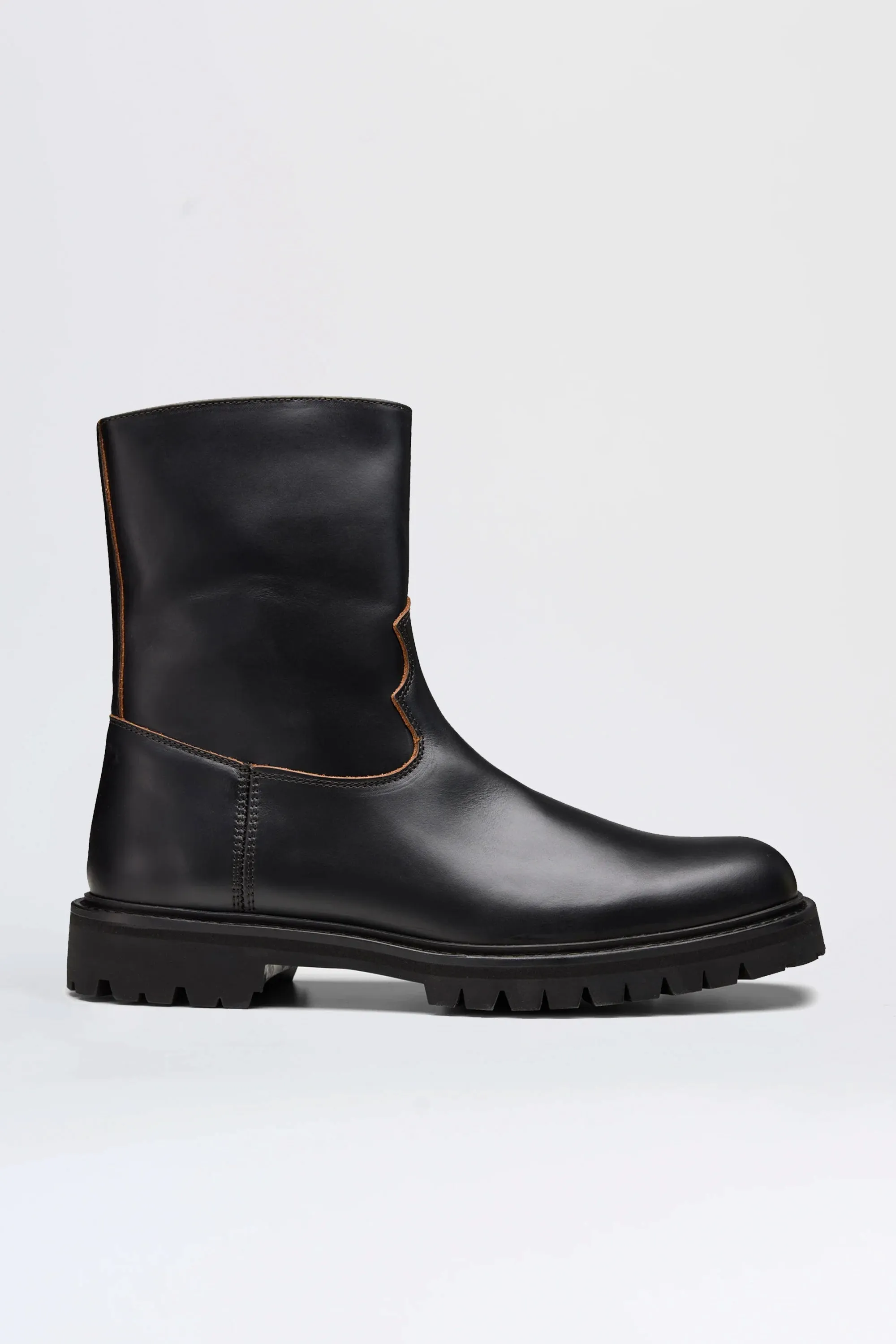 VINNY’s Moto Boot Black Nappa sold by Tres Bien