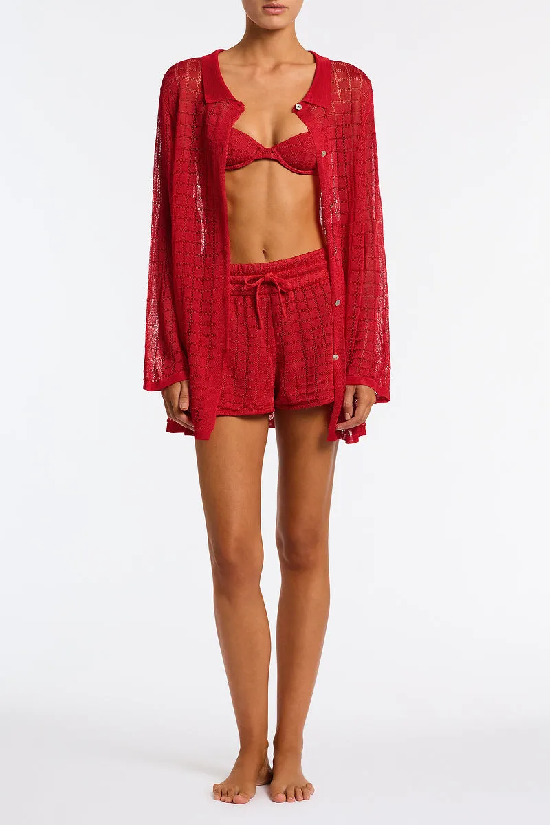 FLYNN - PASHA Red Crochet Shirt sold by triangl swimwear product image thumbnail 2