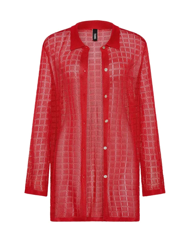 FLYNN - PASHA Red Crochet Shirt sold by triangl swimwear