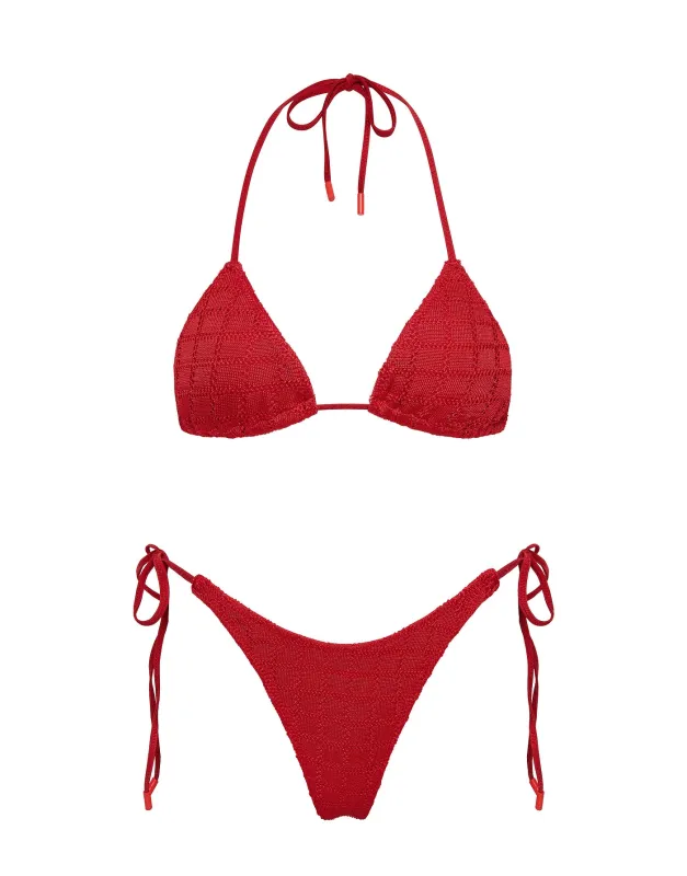 VINCA - PASHA Red Crochet Triangle Bikini Set sold by triangl swimwear