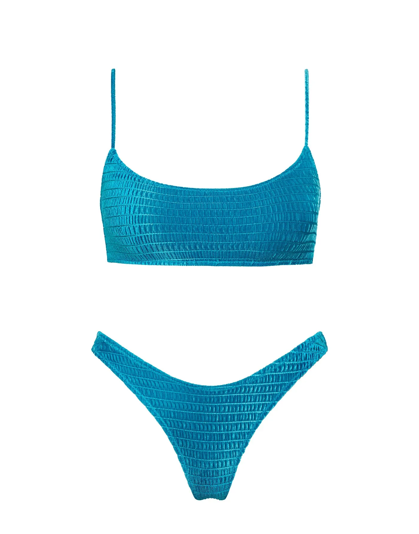 MICA - MAURA Blue Velvet Crop Bikini Set sold by triangl swimwear