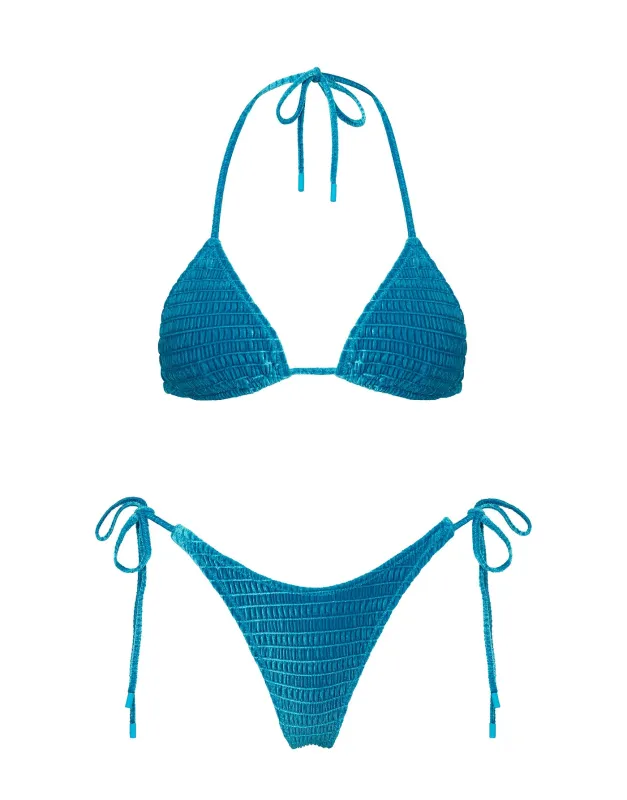 VINCA - MAURA Blue Velvet Triangle Bikini Set sold by triangl swimwear