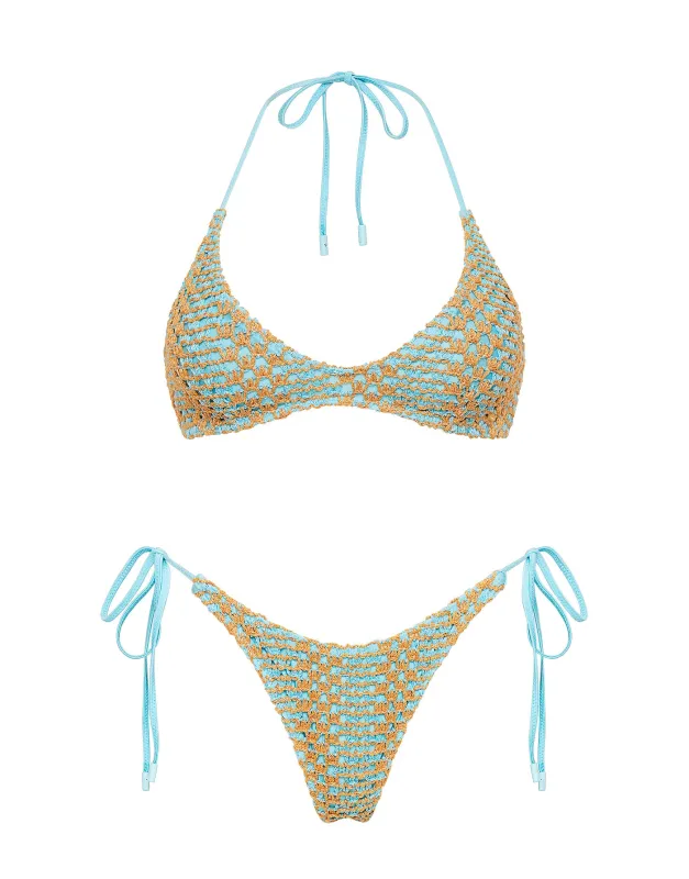 CORA - SERNA Sparkle Crochet Halter Bikini Set sold by triangl swimwear