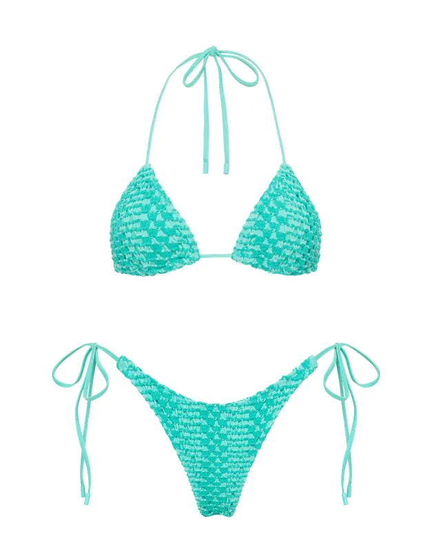 VINCA - TIEL Blue Crochet Triangle Bikini Set sold by triangl swimwear