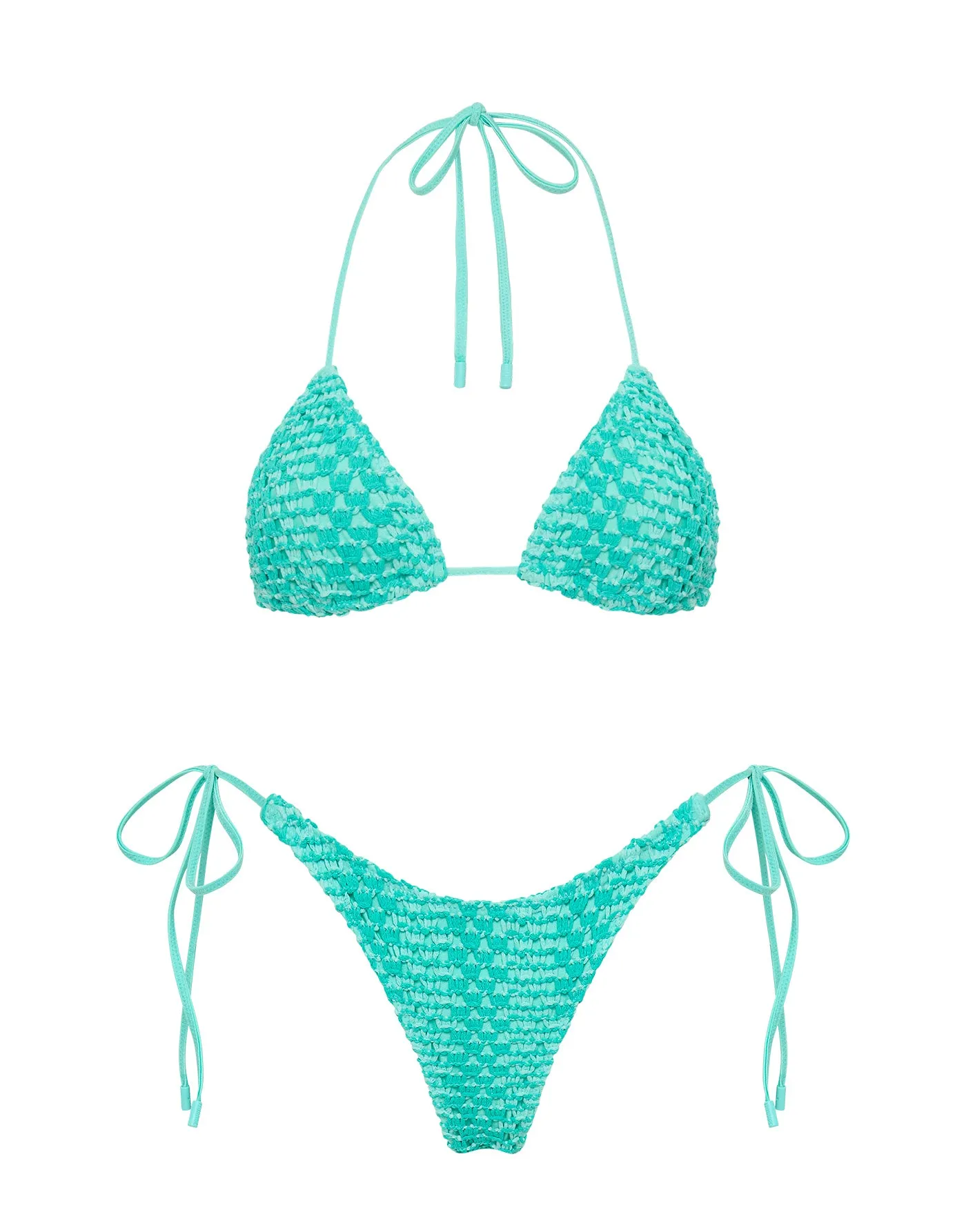 VINCA - TIEL Blue Crochet Triangle Bikini Set sold by triangl swimwear