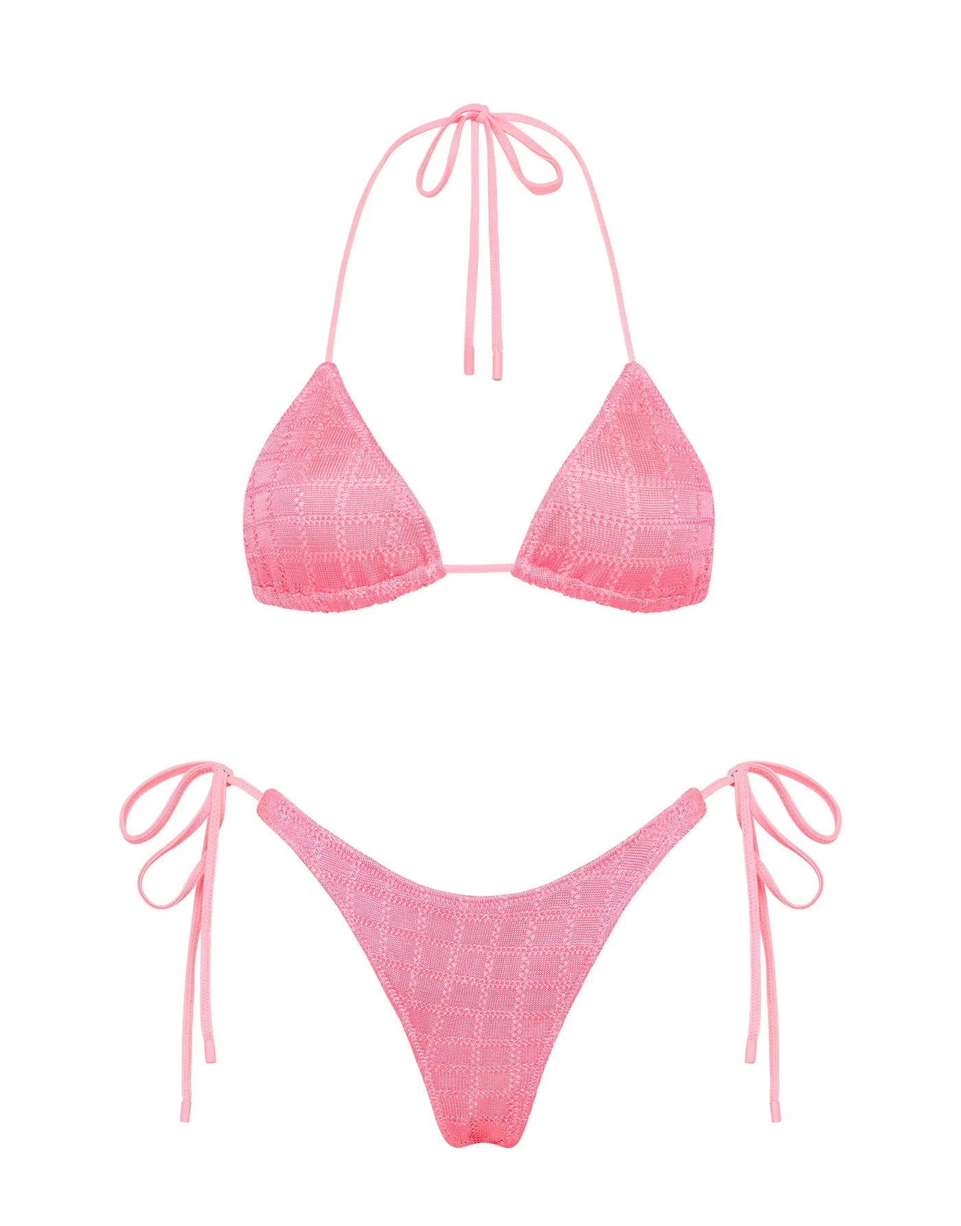 VINCA - HANS Pink Crochet Triangle Bikini Set sold by triangl swimwear