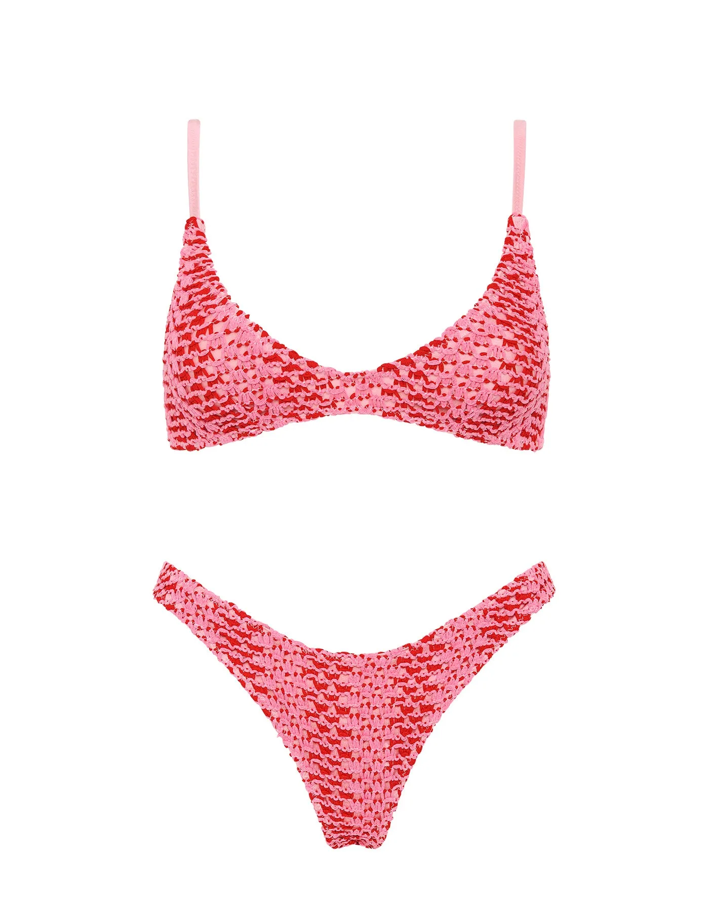 MAIA - ALINA Pink Crochet Scoop Bikini Set sold by triangl swimwear
