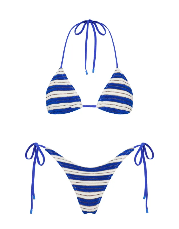 VINCA - JOLY Blue Terry Towelling Triangle Bikini Set sold by triangl swimwear