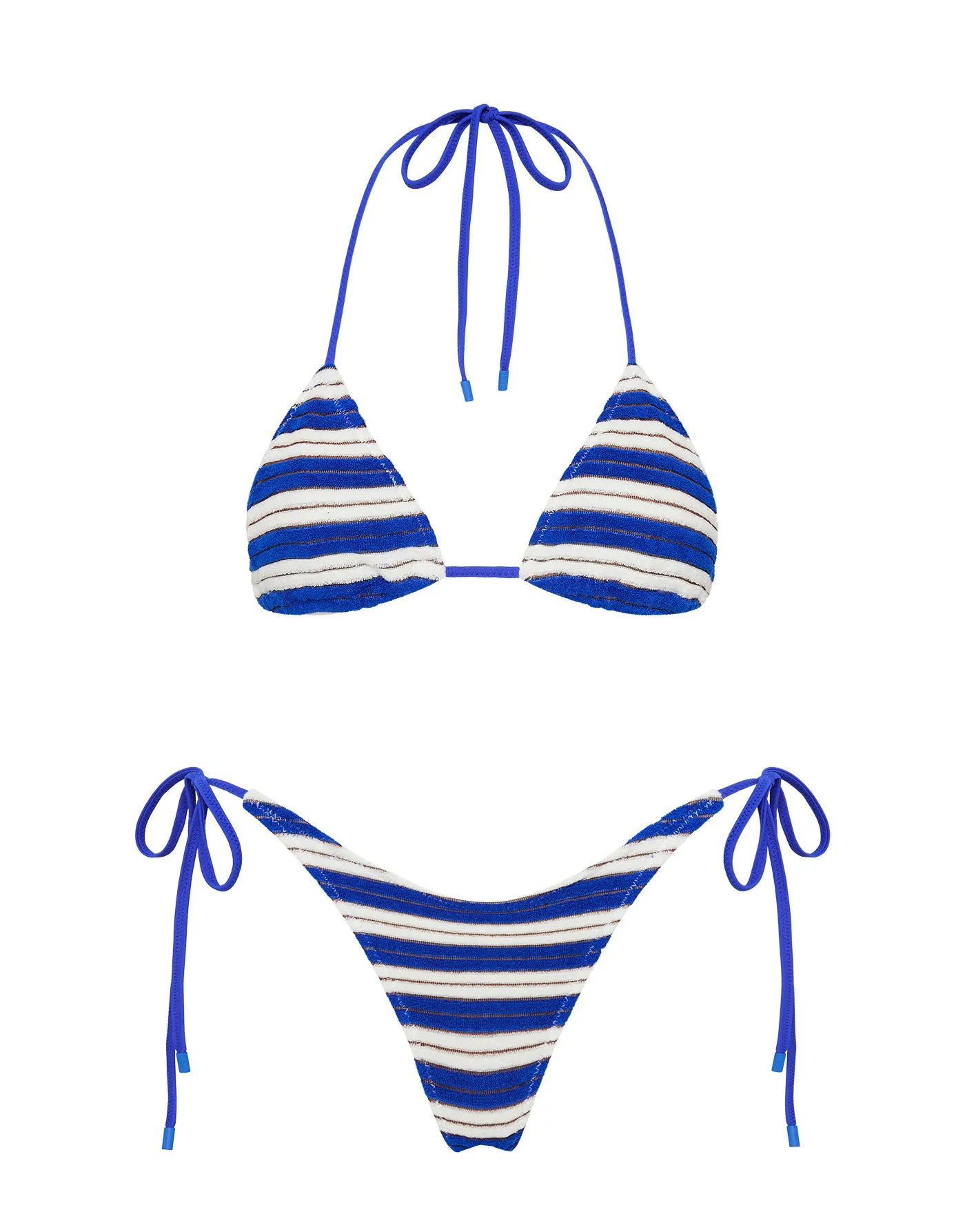 VINCA - JOLY Blue Terry Towelling Triangle Bikini Set sold by triangl swimwear