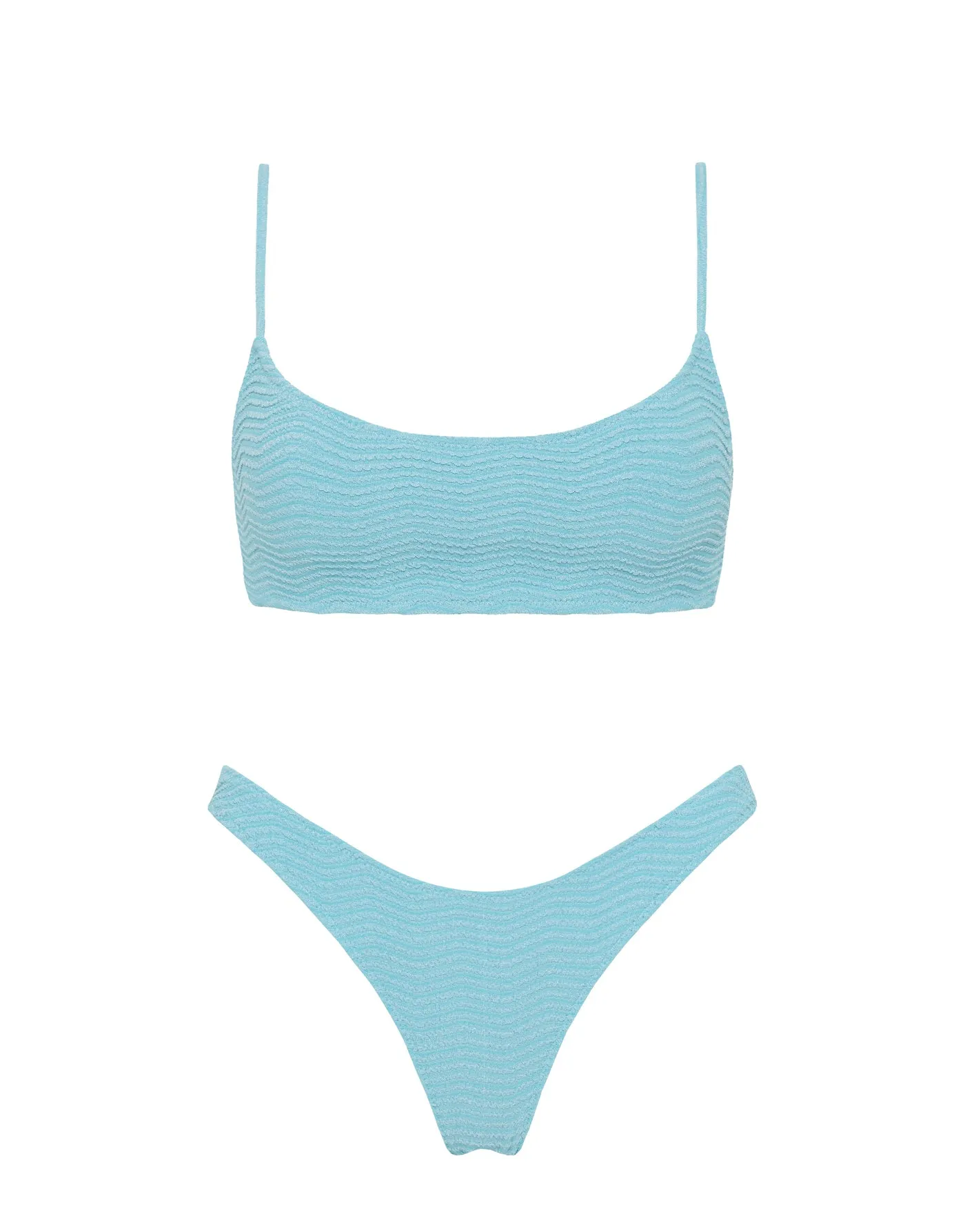 MICA - JORCA Blue Crochet Crop Bikini Set sold by triangl swimwear