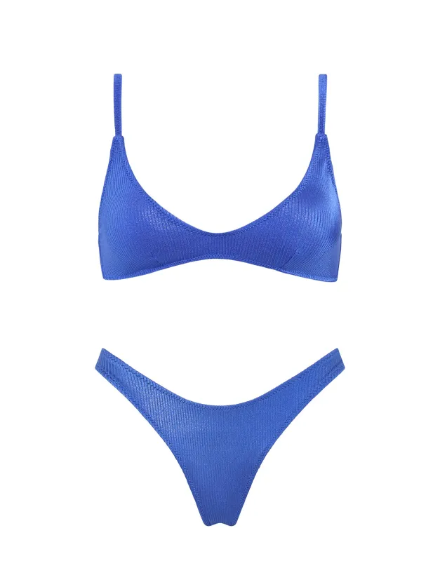 MAIA - BALT Blue Ribbed Scoop Bikini Set sold by triangl swimwear