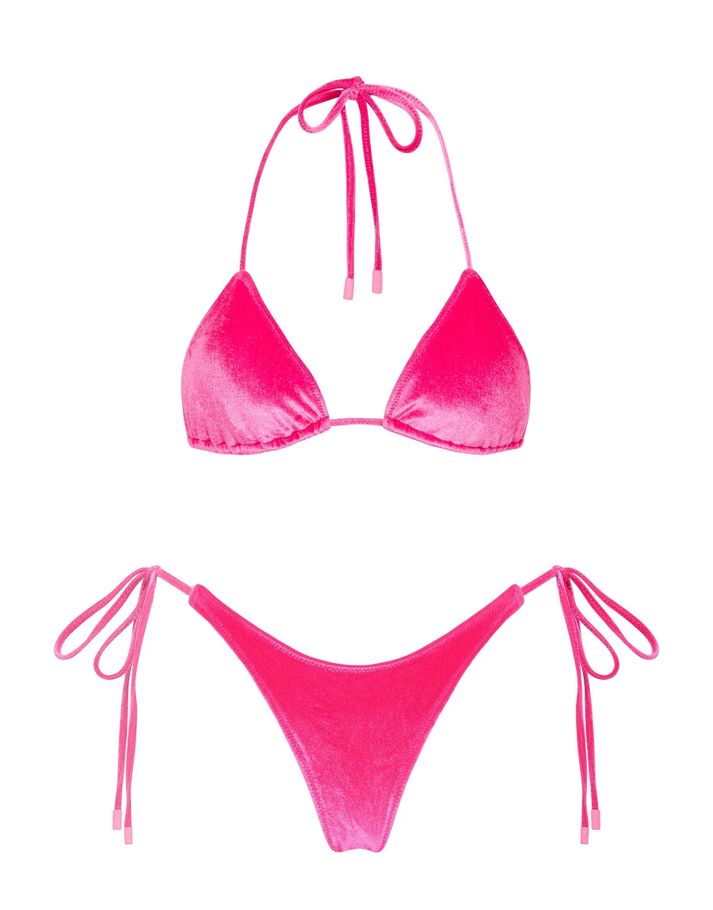 VINCA - PILLY Pink Velvet Triangle Bikini Set sold by triangl swimwear