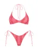 CORA - ALINA Pink Crochet Halter Bikini Set sold by triangl swimwear