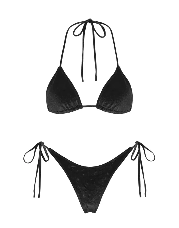 VINCA - NOIR Black Velvet Triangle Bikini Set sold by triangl swimwear