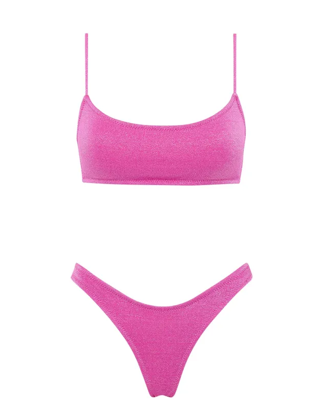 MICA - NELL SPARKLE Pink Crop Bikini Set sold by triangl swimwear