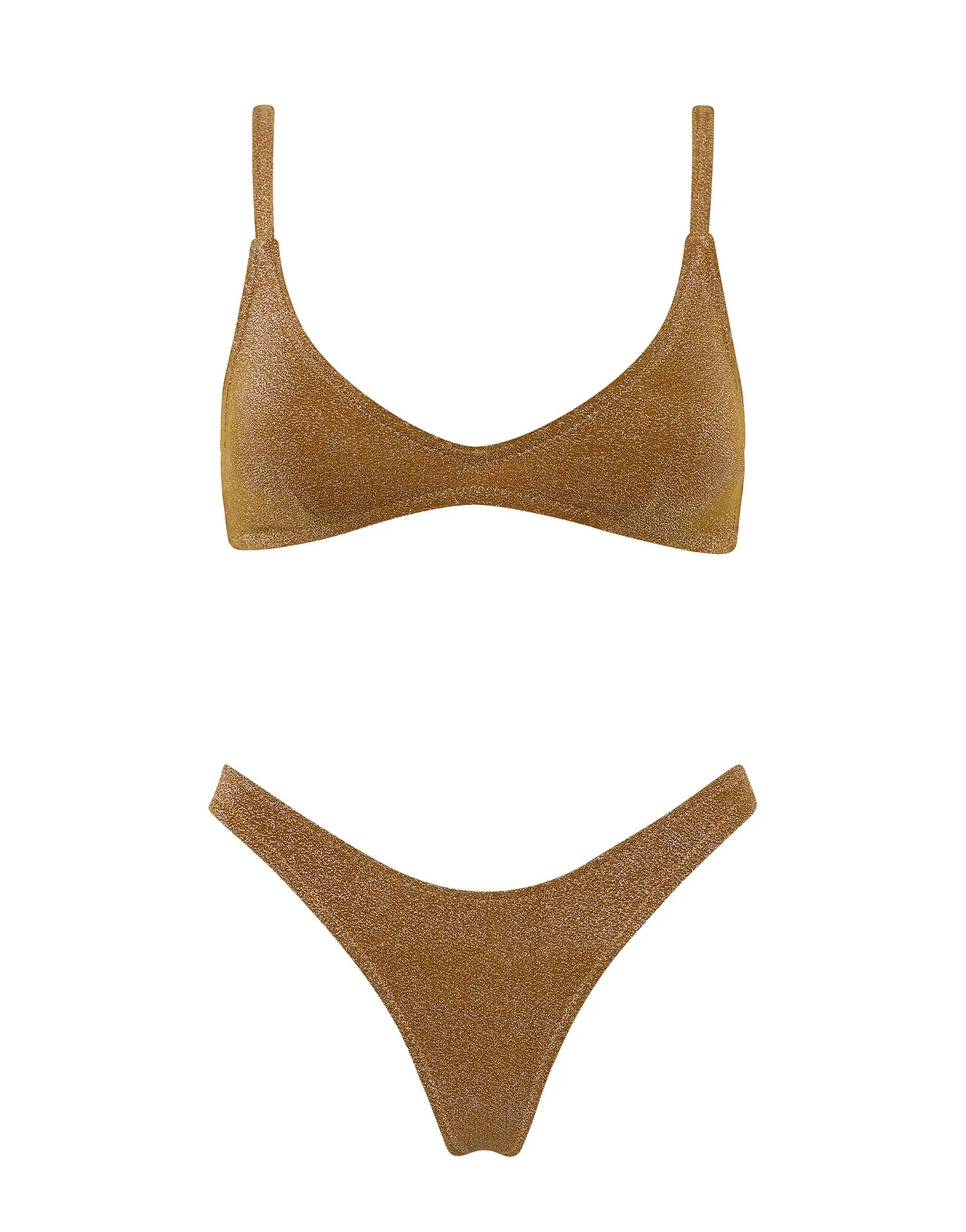 MAIA - TINE SPARKLE Brown Sparkle Scoop Bikini Set sold by triangl swimwear