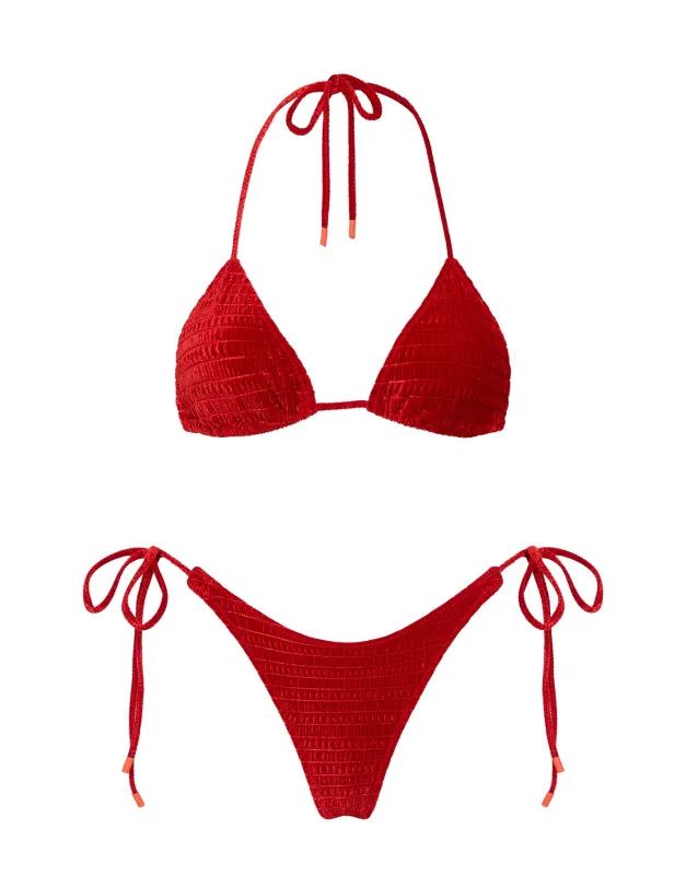 VINCA - LOPA Red Velvet Triangle Bikini Set sold by triangl swimwear