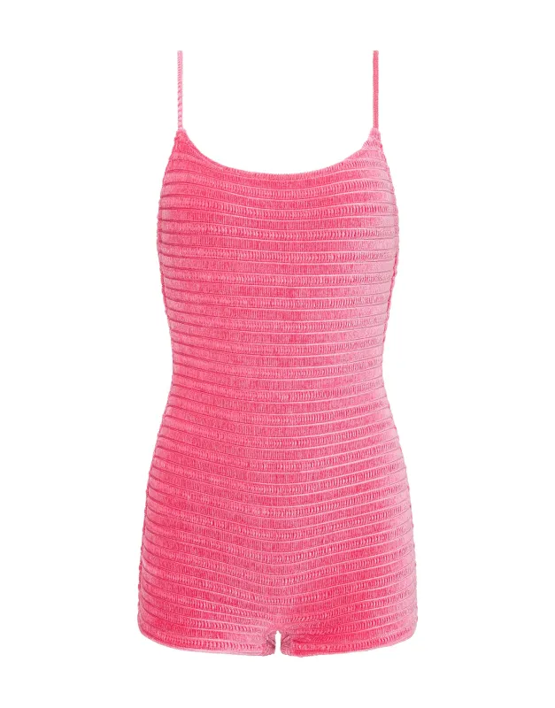 COCO - PRINC Pink Velvet Playsuit sold by triangl swimwear