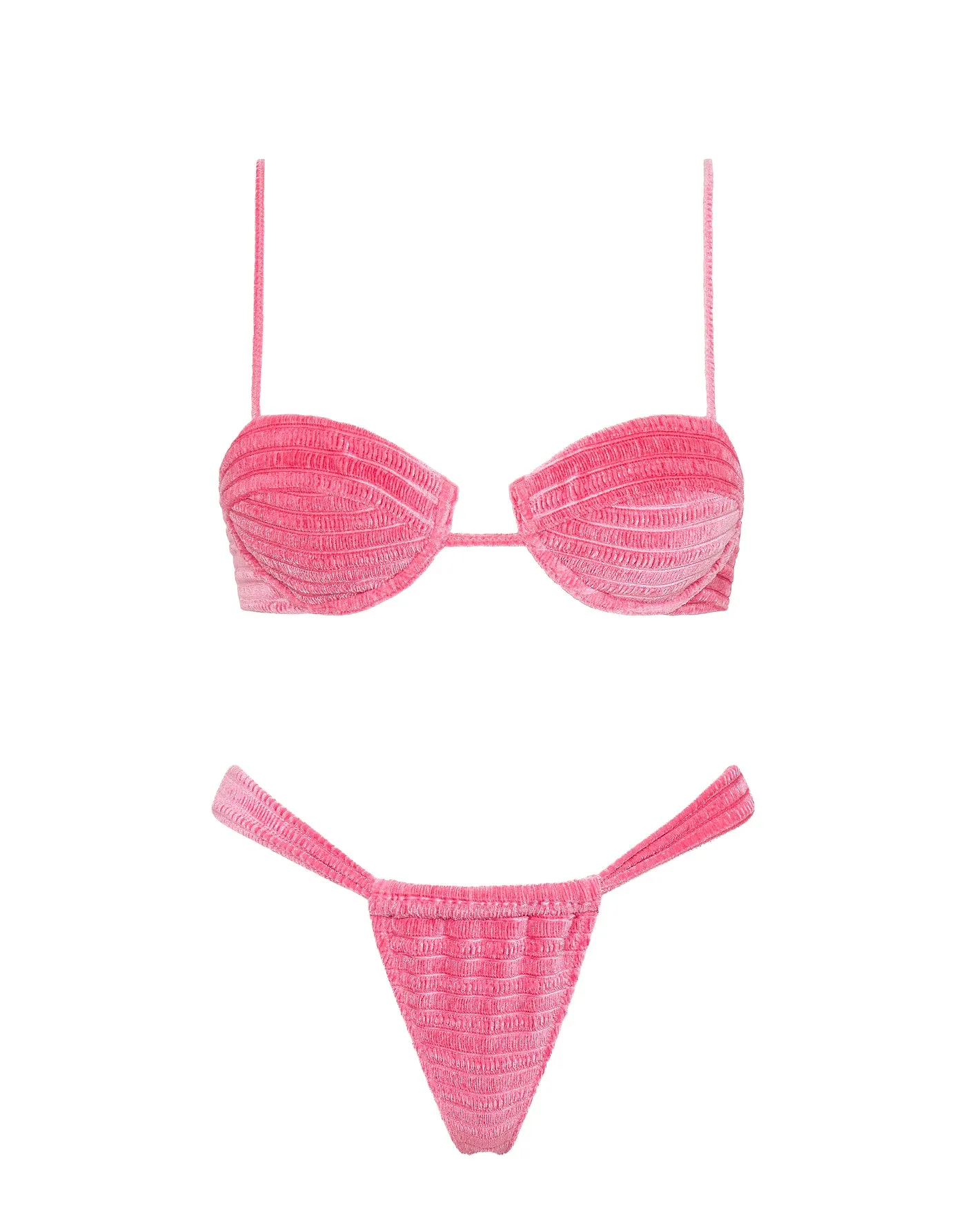 PALMA - PRINC Pink Velvet Balconette Bikini Set sold by triangl swimwear