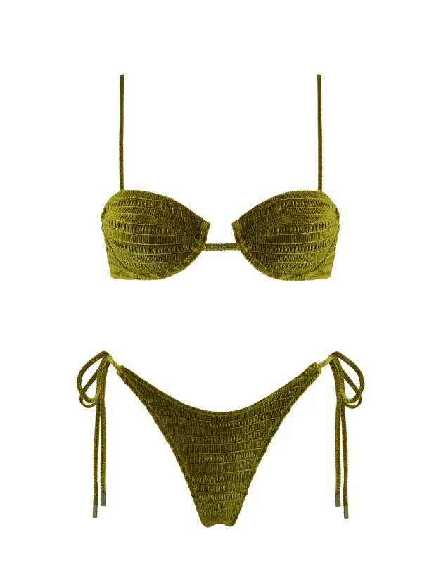 MALA - VARO Green Velvet Balconette Bikini Set sold by triangl swimwear