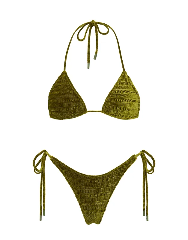 VINCA - VARO Green Velvet Triangle Bikini Set sold by triangl swimwear