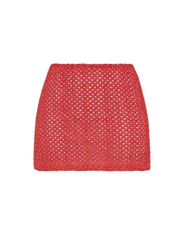 KASI - TAGE Red Sparkle Crochet Skirt sold by triangl swimwear