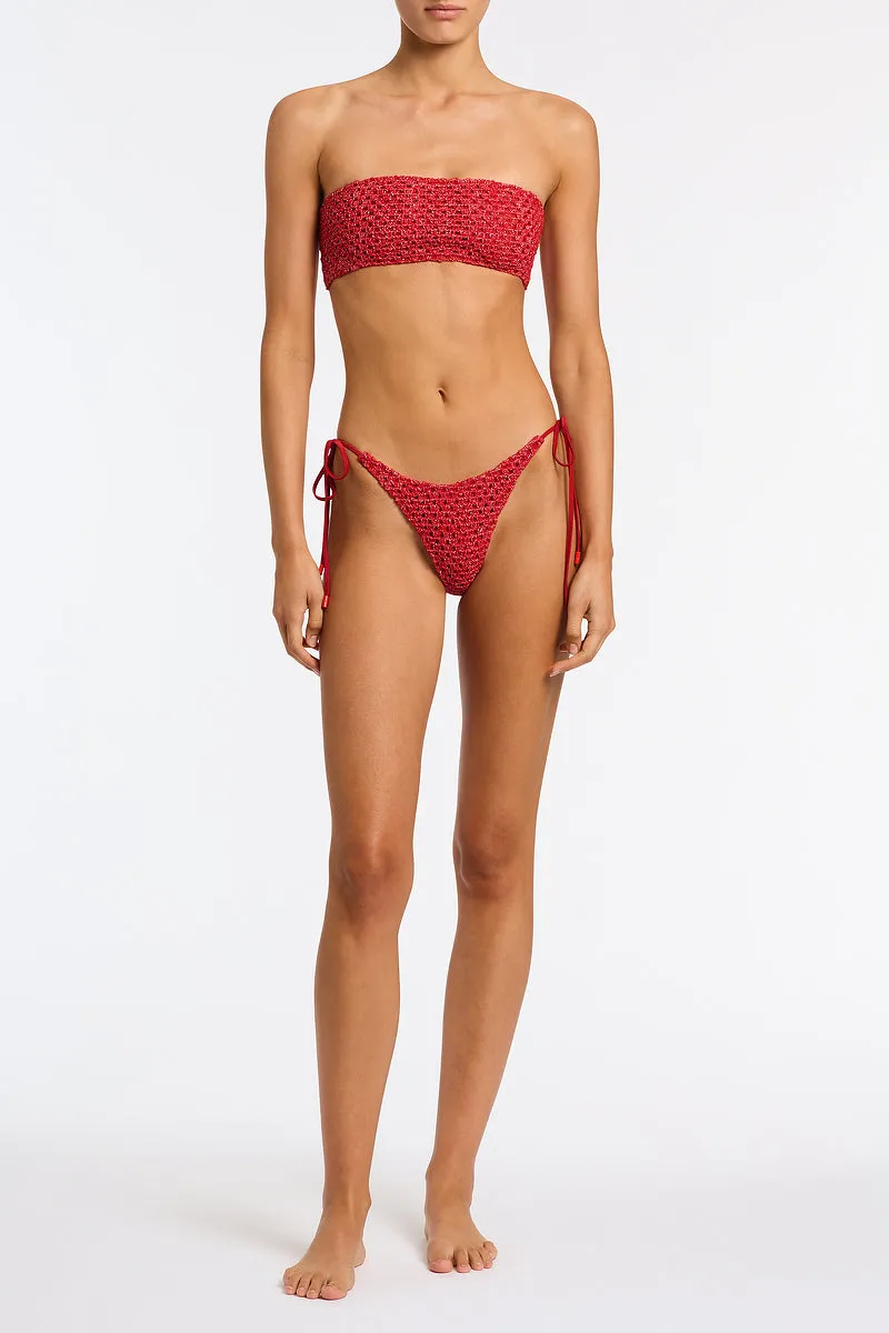 KAYA - TAGE Red Sparkle Crochet Bandeau Bikini Set sold by triangl swimwear product image thumbnail 2