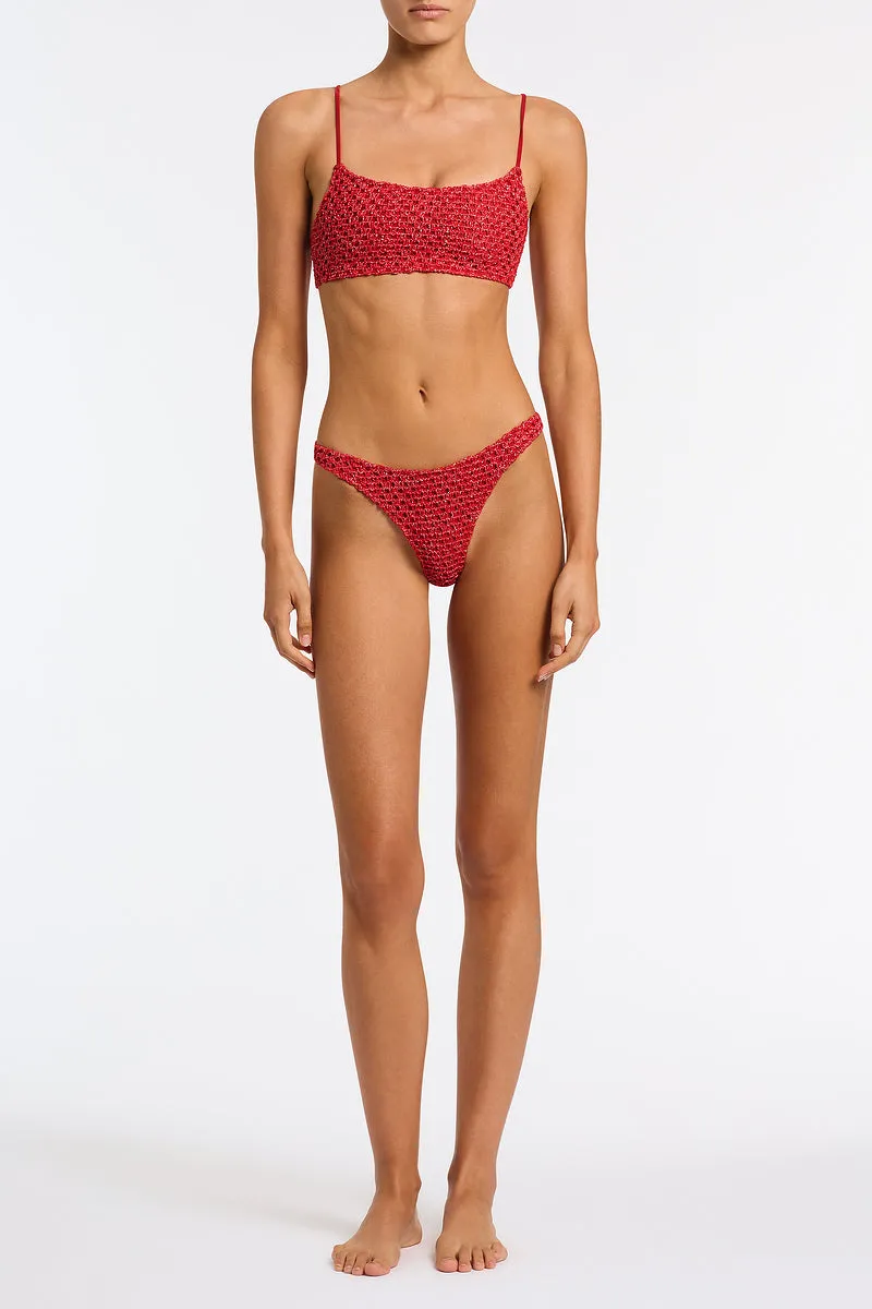 MICA - TAGE Red Sparkle Crochet Crop Bikini Set sold by triangl swimwear product image thumbnail 2