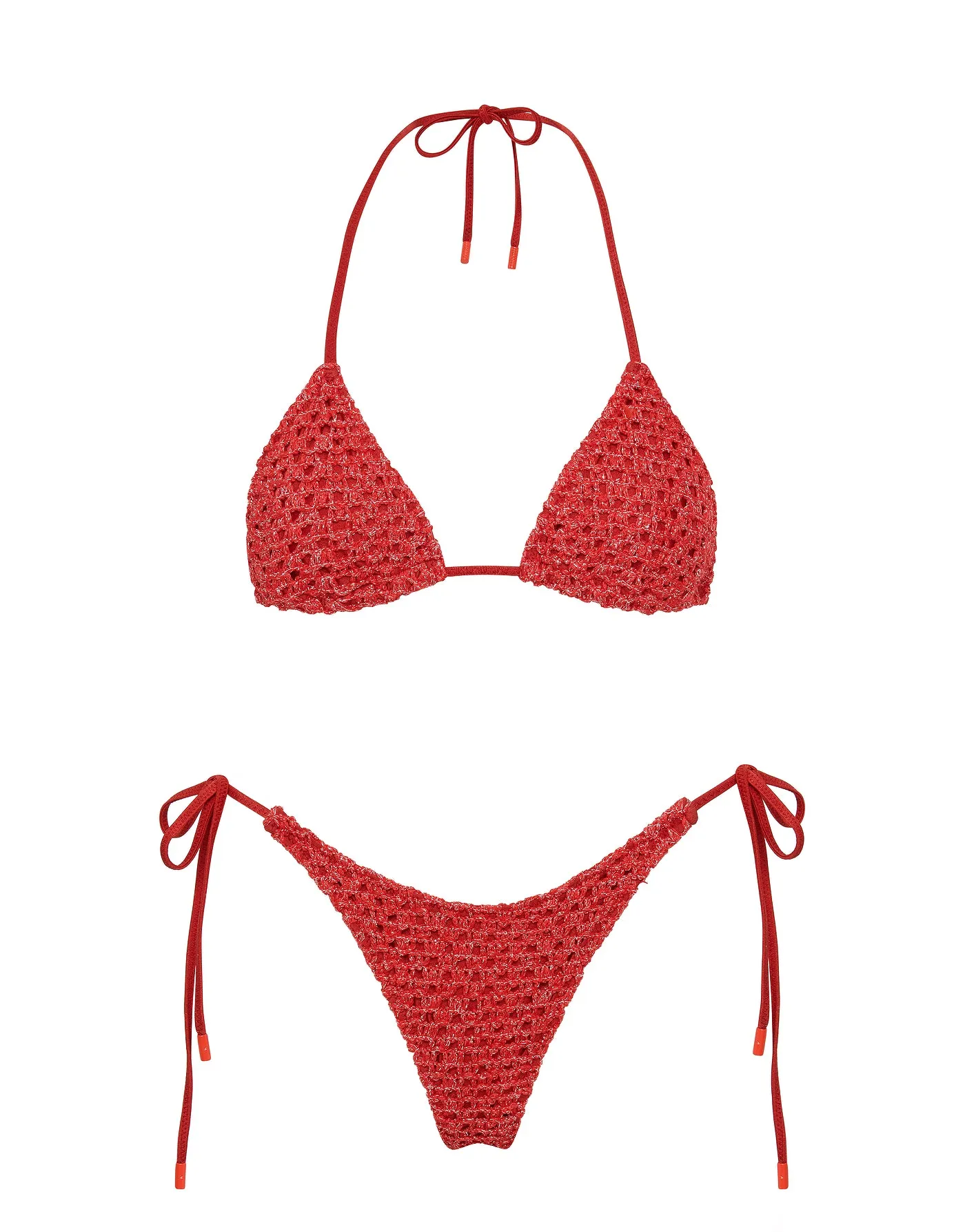 VINCA - TAGE Red Sparkle Crochet Triangle Bikini Set sold by triangl swimwear