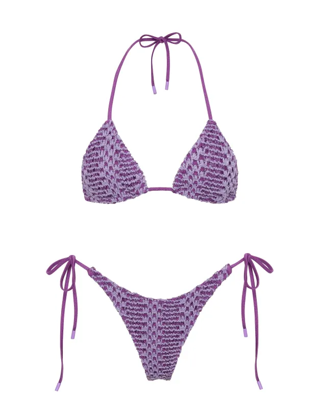 VINCA - MONTY Purple Crochet Triangle Bikini Set sold by triangl swimwear