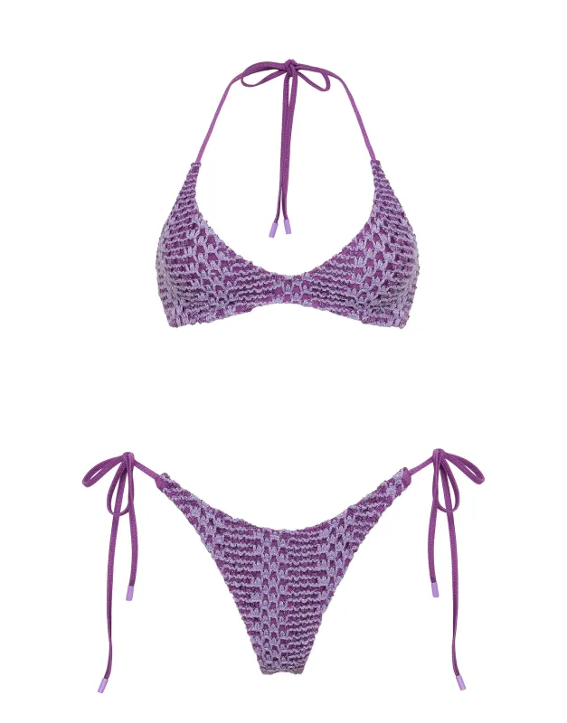 CORA - MONTY Purple Crochet Halter Bikini Set sold by triangl swimwear