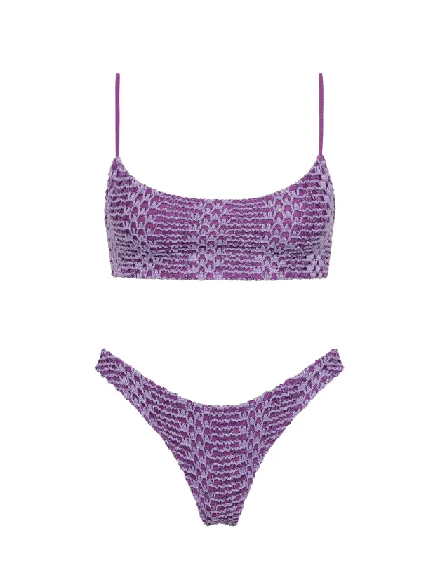 MICA - MONTY Purple Crochet Crop Bikini Set sold by triangl swimwear