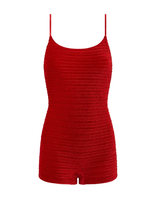 COCO - LOPA Red Velvet Playsuit sold by triangl swimwear