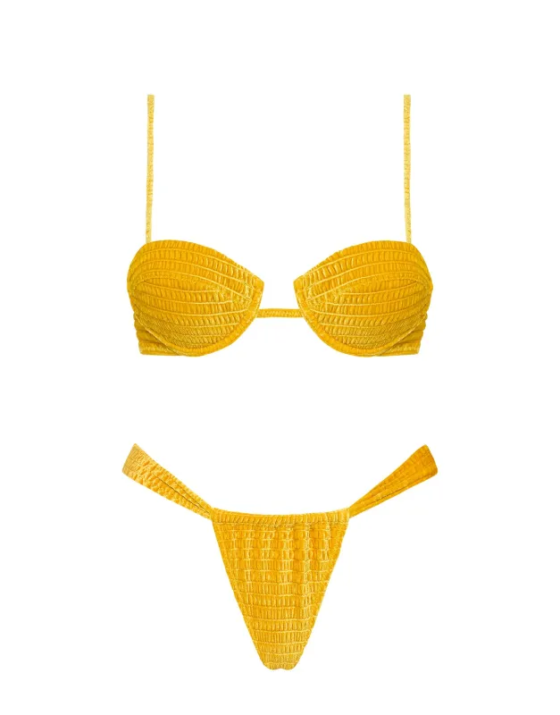 PALMA - PILA Yellow Velvet Balconette Bikini Set sold by triangl swimwear
