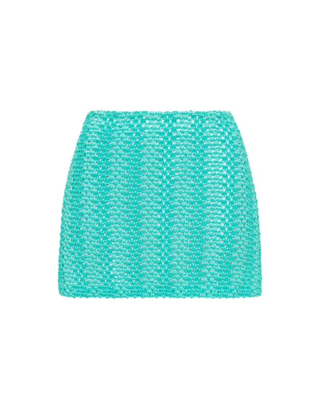 KASI - TIEL Blue Crochet Skirt sold by triangl swimwear