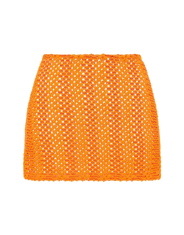 KASI - FROSI Orange Crochet Skirt sold by triangl swimwear