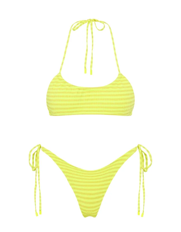 MYRTA - FALU Yellow Sparkle Halter Bikini Set sold by triangl swimwear