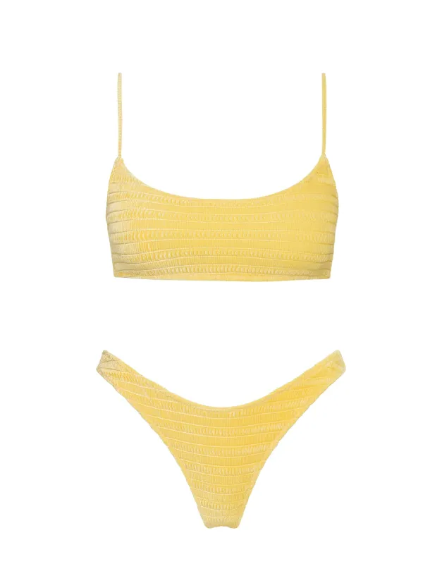 MICA - MACA Yellow Velvet Crop Bikini Set sold by triangl swimwear