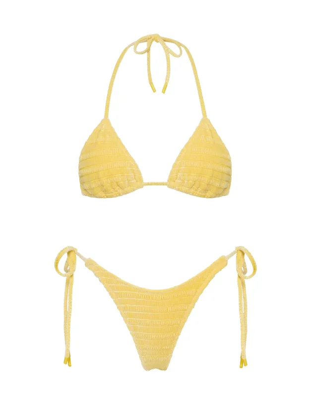 VINCA - MACA Yellow Velvet Triangle Bikini Set sold by triangl swimwear