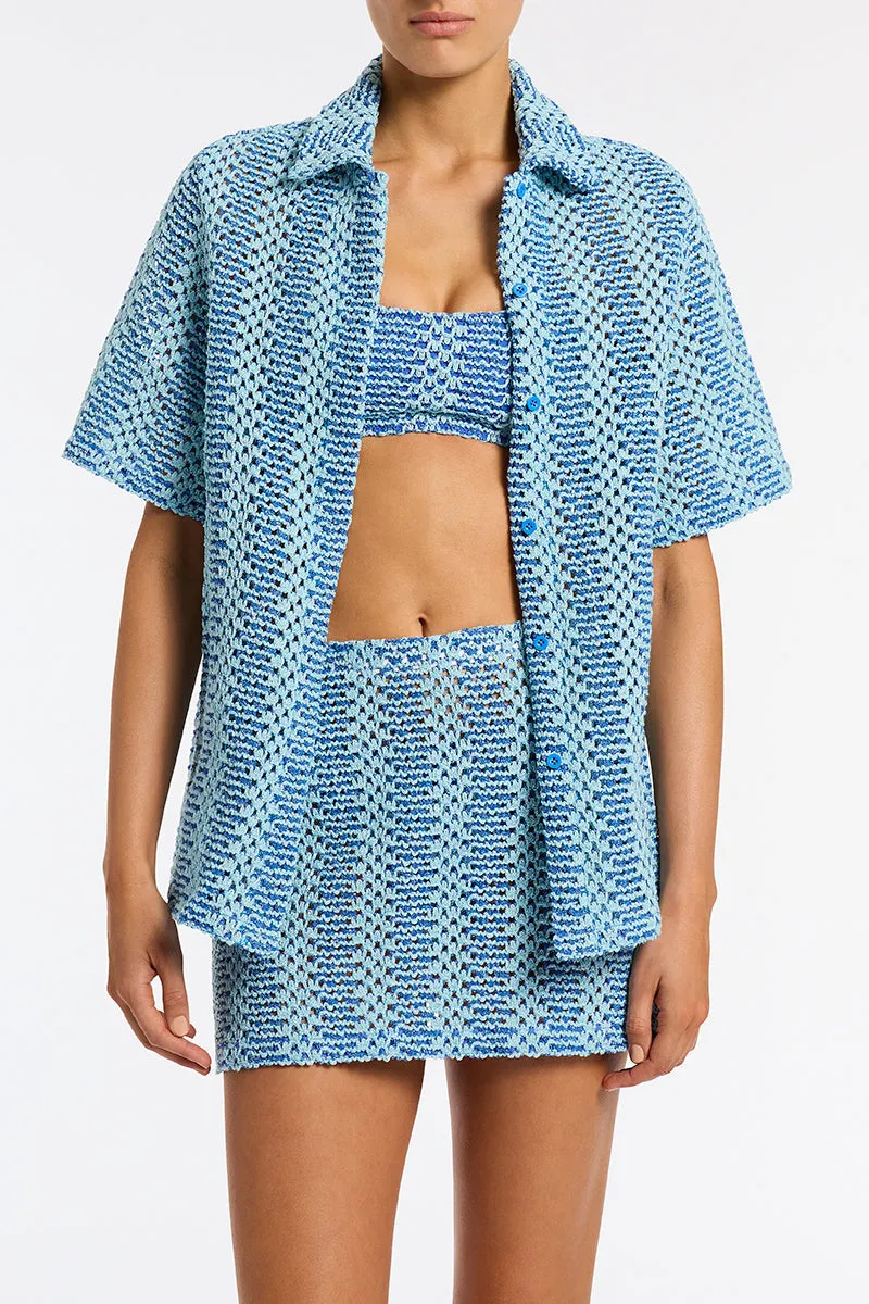 LINI - DELLO Blue Crochet Shirt sold by triangl swimwear product image thumbnail 4