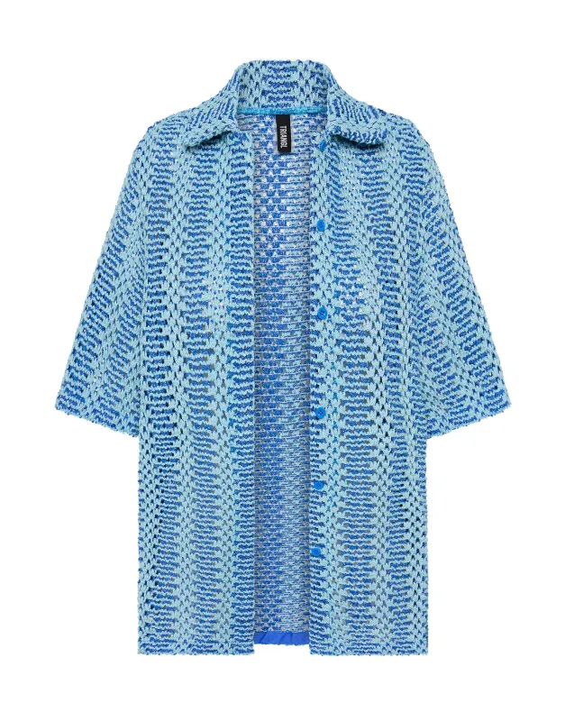 LINI - DELLO Blue Crochet Shirt sold by triangl swimwear