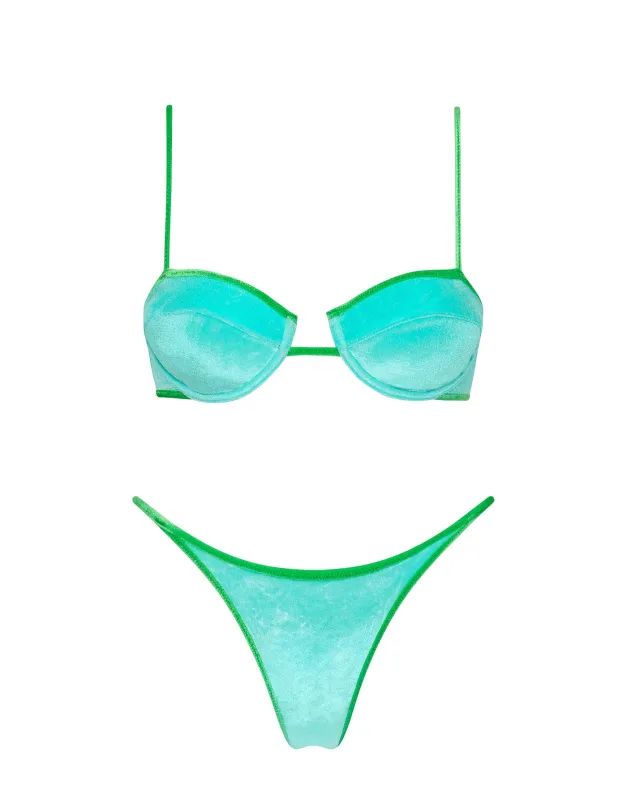 ADEE - PALMM Blue Velvet Balconette Bikini Set sold by triangl swimwear