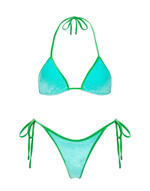 VINCA - PALMM Blue Velvet Triangle Bikini Set sold by triangl swimwear
