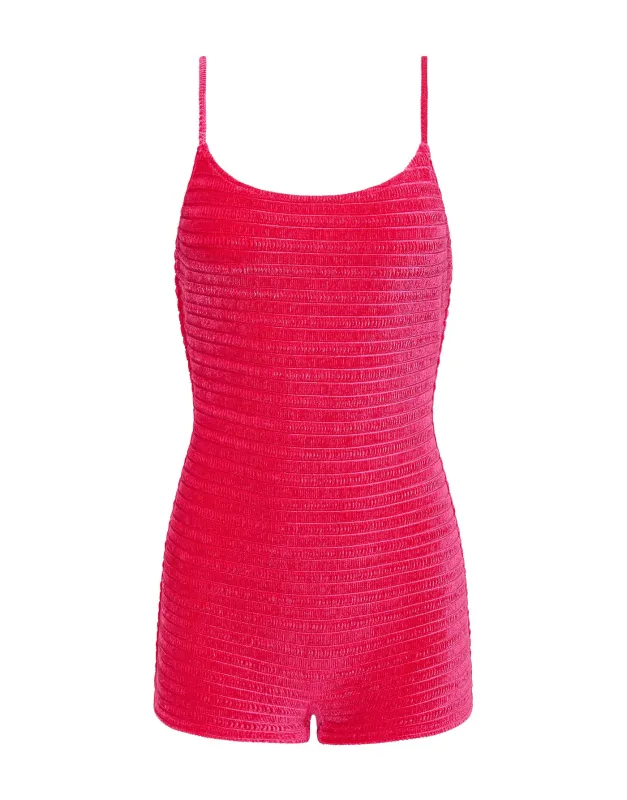 COCO - MELIN Pink Velvet Playsuit sold by triangl swimwear