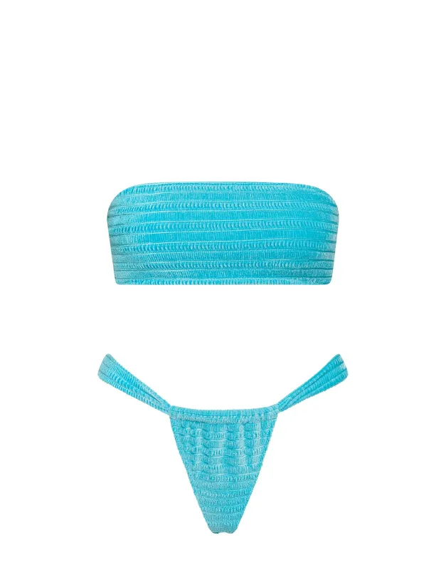 LUCE - COTE Blue Velvet Bandeau Bikini Set sold by triangl swimwear