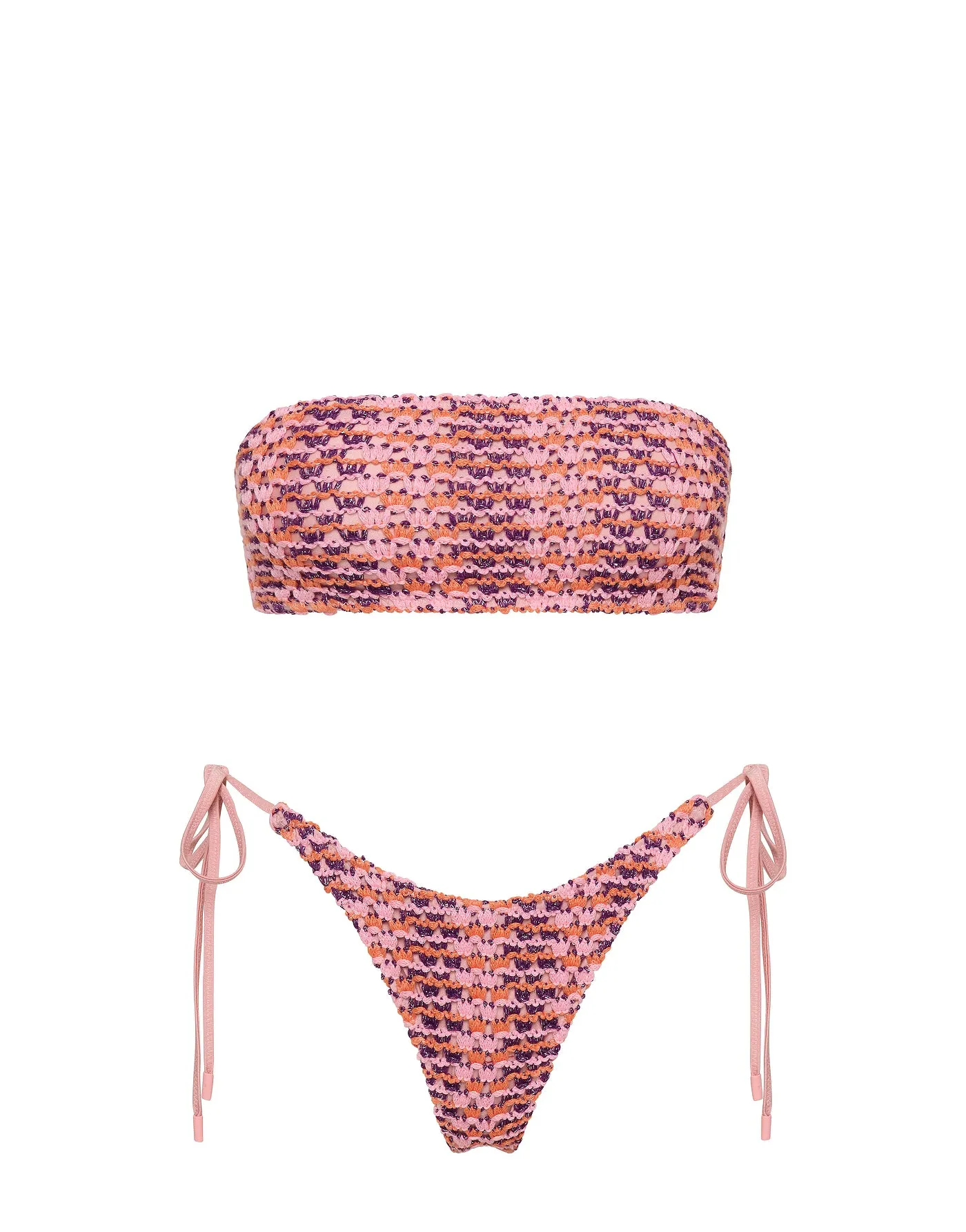 KAYA - BLOSS Pink Crochet Bandeau Bikini Set sold by triangl swimwear
