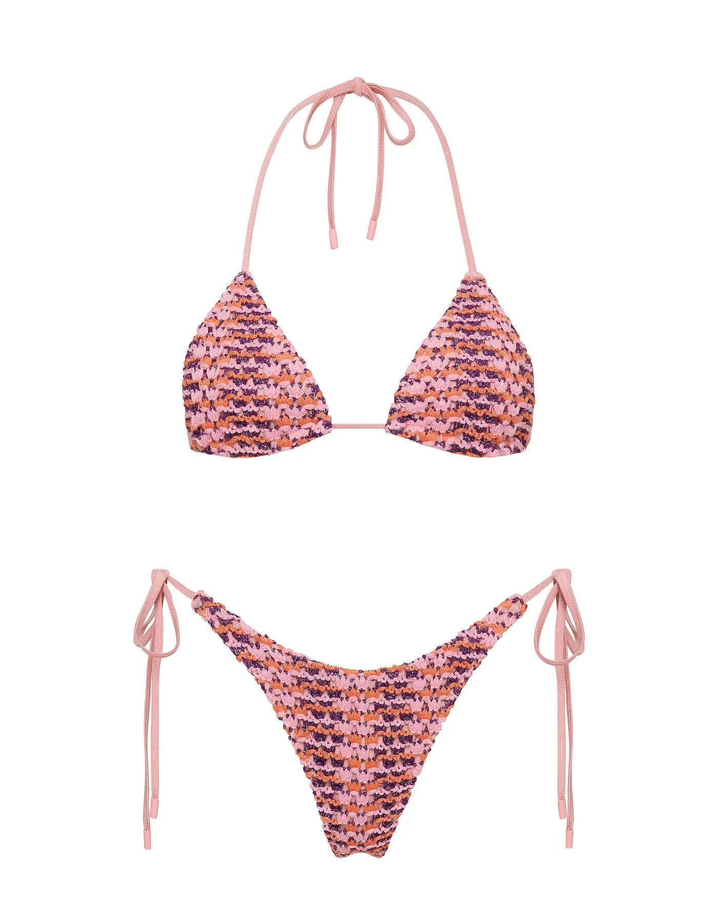 VINCA - BLOSS Pink Crochet Triangle Bikini Set sold by triangl swimwear