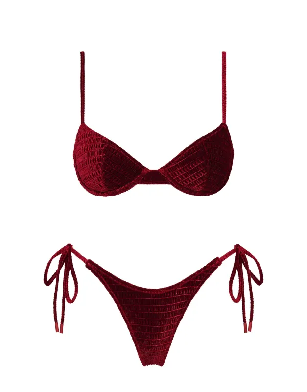 JARA - RONI Burgundy Velvet Balconette Bikini Set sold by triangl swimwear