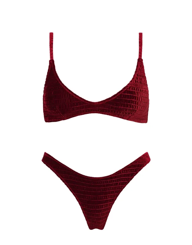 MAIA - RONI Burgundy Velvet Scoop Bikini Set sold by triangl swimwear
