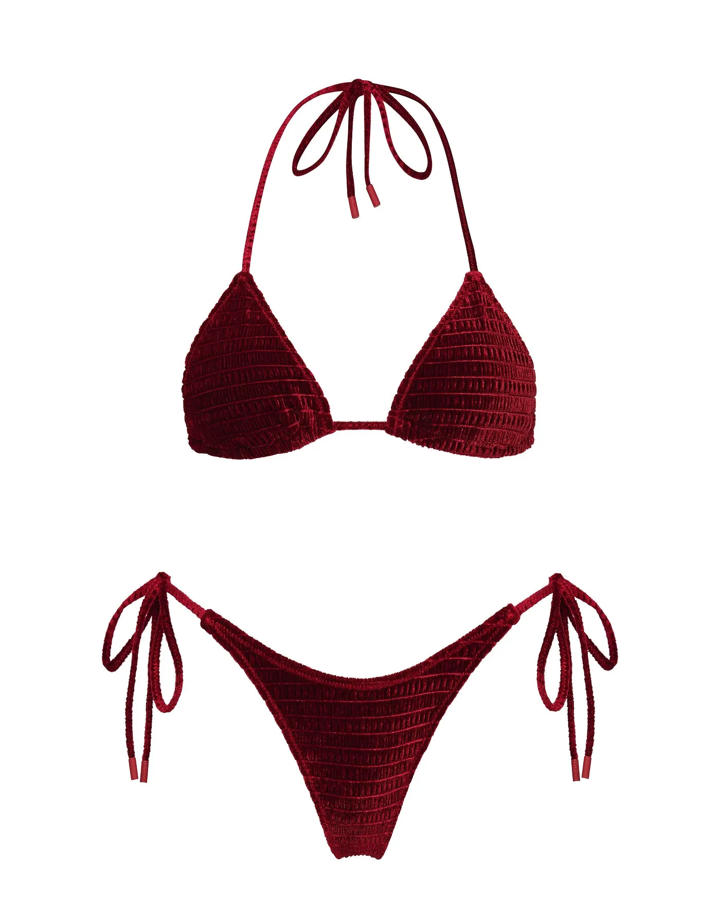 VINCA - RONI Burgundy Velvet Triangle Bikini Set sold by triangl swimwear